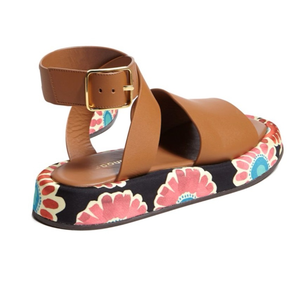 LA DoubleJ leather
daisy-print chunky-sole sandals